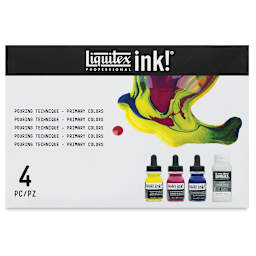 Liquitex Professional Acrylic Ink - Pouring Technique Set, Primary Colors (Back of packaging)