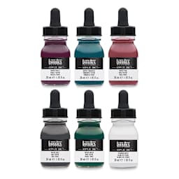 Liquitex Professional Acrylic Ink Set - Set of 6 Muted Ink Colors shown 