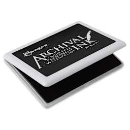 Ranger Archival Ink Pad - Jumbo Jet Black Pad with hinged lid slightly open