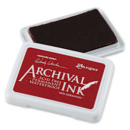 Ranger Archival Ink Pad - Red Geranium (with lid removed)