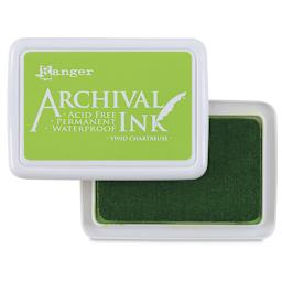 Ranger Archival Ink Pads - Green Ink Pad with Top removed and adjacent
