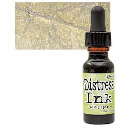 Ranger Distress Ink Pad Re-Inker - Old Paper bottle and swatch