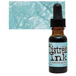 Ranger Distress Ink Pad Re-Inker - Tumbled Glass bottle and swatch