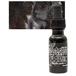 Ranger Distress Ink Pad Re-Inker - Black Soot bottle and swatch