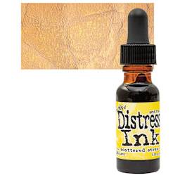 Ranger Distress Ink Pad Re-Inker - Scattered Straw bottle and swatch
