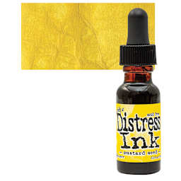 Ranger Distress Ink Pad Re-Inker - Mustard Seed bottle and swatch