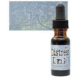 Ranger Distress Ink Pad Re-Inker - Weathered Wood bottle and swatch