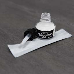 Higgins Acrylic Ink - White, 1 oz bottle with dropper and swatch