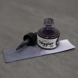 Higgins Acrylic Ink - Payne's Gray, 1 oz bottle with dropper and swatch