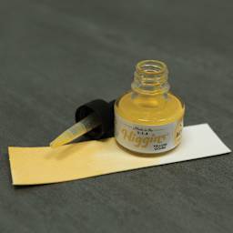 Higgins Acrylic Ink - Yellow Ochre, 1 oz bottle with dropper and swatch