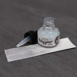 Higgins Acrylic Ink - Silver, 1 oz bottle with dropper and swatch