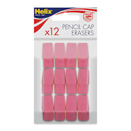 Helix Pencil Cap Erasers - Pink, Pkg of 12, front of the packaging