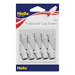 Helix Oversized Professional Cap Erasers - White, Pkg of 10, front of the packaging