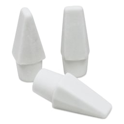 Helix Oversized Professional Cap Erasers - White, Pkg of 10, three erasers laid out