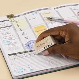 Tombow Mono Natural Eraser, close-up of the eraser in hand