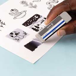 Tombow Mono Eraser Variety Pack - Set of 4, Mono Sand Eraser in hand demonstrating usage