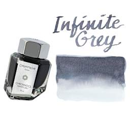 Caran d'Ache Chromatics Ink - Infinite Grey, swatch and jar