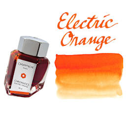 Caran d'Ache Chromatics Ink - Electric Orange, swatch and jar
