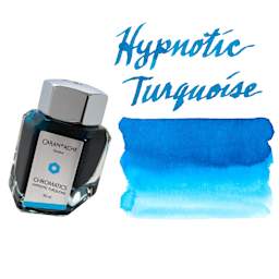 Caran d'Ache Chromatics Ink - Hypnotic Turquoise, swatch and jar