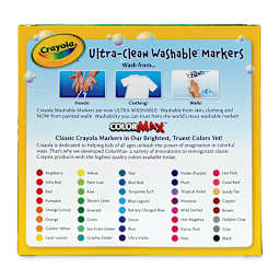Crayola Ultra-Clean Washable Marker Set - Broad Tip, Set of 40 (back of package)