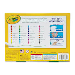 Crayola Ultra-Clean Washable Marker Set - Fine Tip, Set of 40 (back of package)