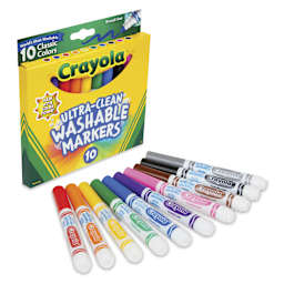 Crayola Ultra-Clean Washable Marker Set - Classic Colors, Broad Tip, Set of 10