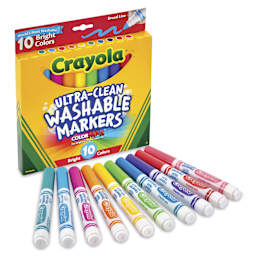 Crayola Ultra-Clean Washable Marker Set - Bright Colors, Broad Tip, Set of 10