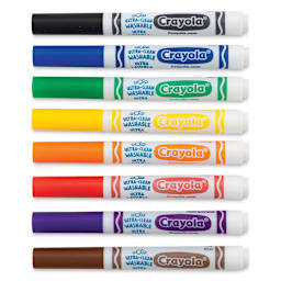 Crayola Ultra-Clean Washable Marker Set - Classic Colors, Broad Tip, Set of 8, caps on