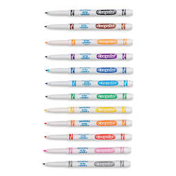 Crayola Classic Washable Marker Set - Classic Colors, Thin Line, Set of 12, caps off