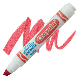 Crayola Ultra-Clean Washable Marker - Red, Broad Tip marker and swatch