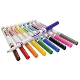 Crayola Fine Line Markers - Assorted Colors, Set of 200, markers laid out and one with no cap
