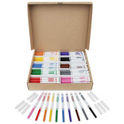 Crayola Fine Line Markers - Assorted Colors, Set of 200, markers and replacement caps fanned out