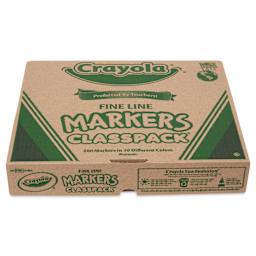 Crayola Fine Line Markers - Assorted Colors, Set of 200, box laid flat