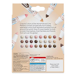 Crayola Colors of the World Markers - Set of 24, back of packaging