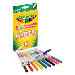 Crayola Fine Line Markers - Classic Colors, Set of 10, contents and packaging
