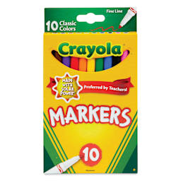 Crayola Fine Line Markers - Classic Colors, Set of 10, front of packaging