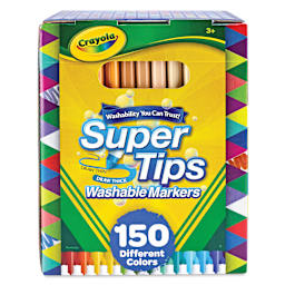 Crayola Super Tips Washable Markers - Assorted Colors, Fine Line, Set of 150, front of the packaging