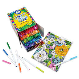 Crayola Super Tips Washable Markers - Assorted Colors, Fine Line, Set of 150, contents laid out