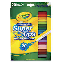 Crayola Super Tips Washable Marker Set - Assorted Colors, Fine Line, Set of 20