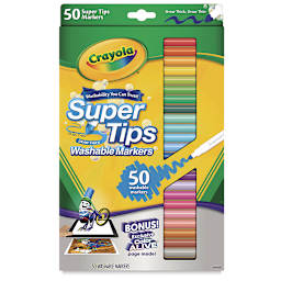 Crayola Super Tips Washable Marker Set - Assorted Colors, Fine Line, Set of 50
