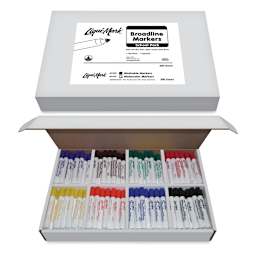 Washable Broadline Markers - Two 200 pc Classpacks shown, one open showing markers and one closed 