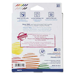 Prang Fine Line Marker Set - Assorted Colors, Set of 12, back of the packaging