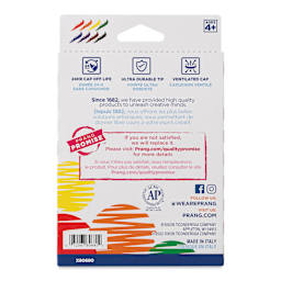 Prang Washable Markers - Set of 8, back of the packaging