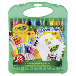 Crayola Pip-Squeaks Washable Markers and Paper Set - Set of 65 with Carrying Case, front