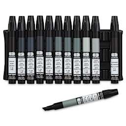 Chartpak Ad Markers-Cool Gray Set of 12  Markers in Tray