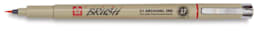Sakura Pigma Brush Markers - Single Red Marker shown horizontally and uncapped to show point