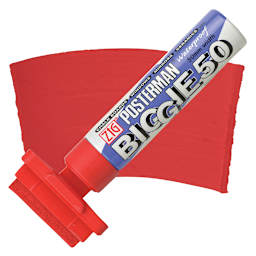 Kuretake Zig Posterman Biggie Marker - 5 cm, Red marker and swatch
