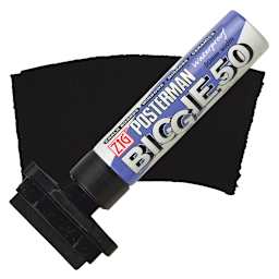 Kuretake Zig Posterman Biggie Marker - 5 cm, Black marker and swatch