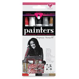 Elmer's Painters Paint Marker Set - Front of 5 pc package showing assorted colors with Chisel point