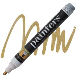 Elmer's Painters Paint Marker - Metallic Gold, Medium Point marker and swatch